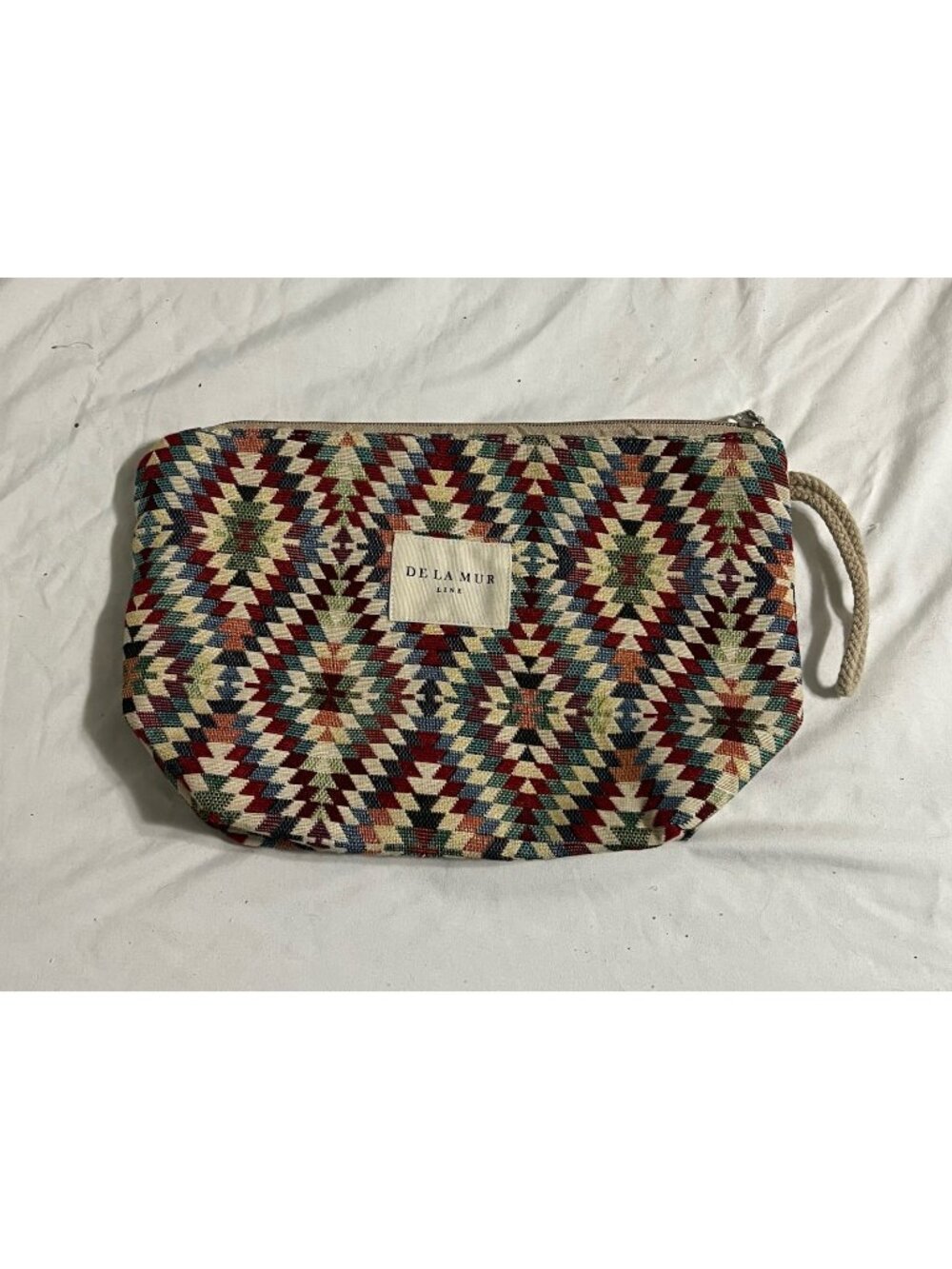 De La Mur Line Multicolor Pouch Geometric Boho Woven